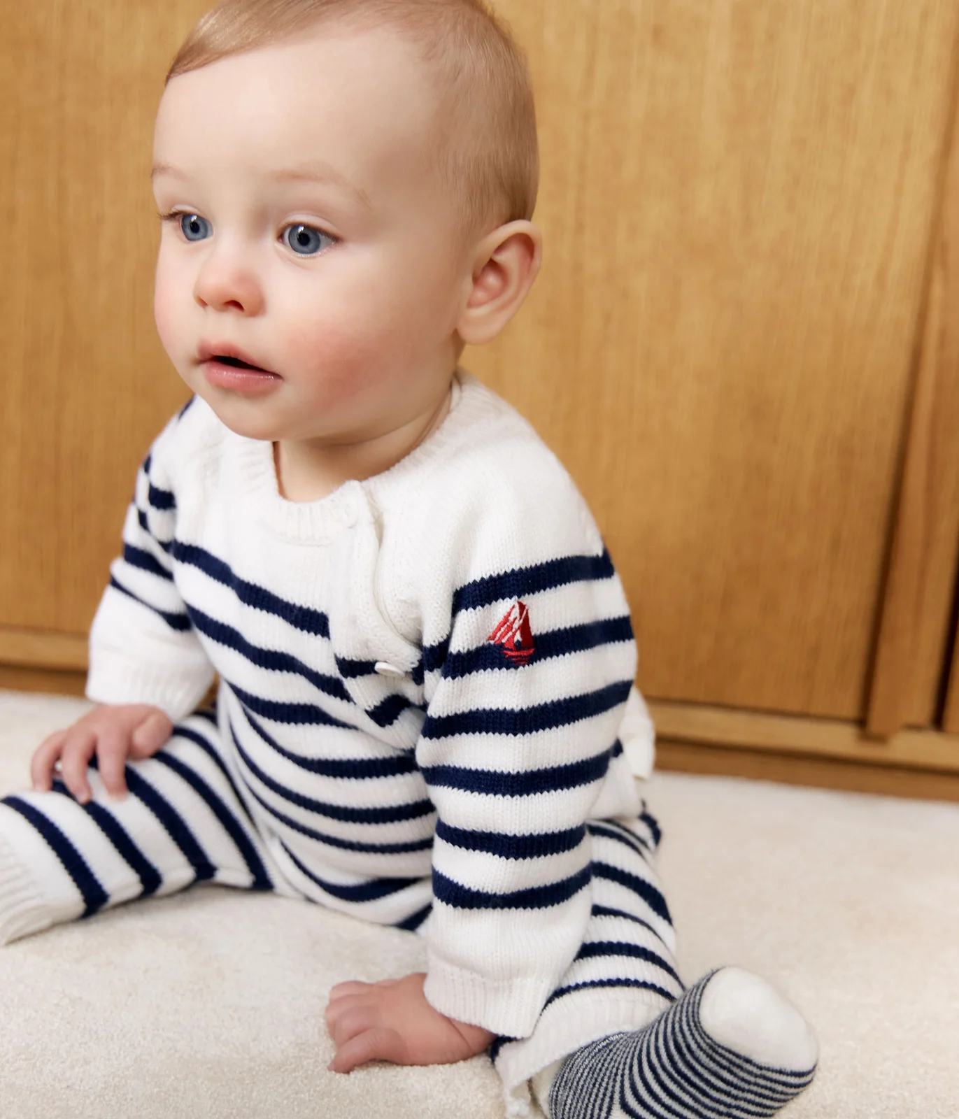 Babies' 2-piece stripy knit Breton top outfit