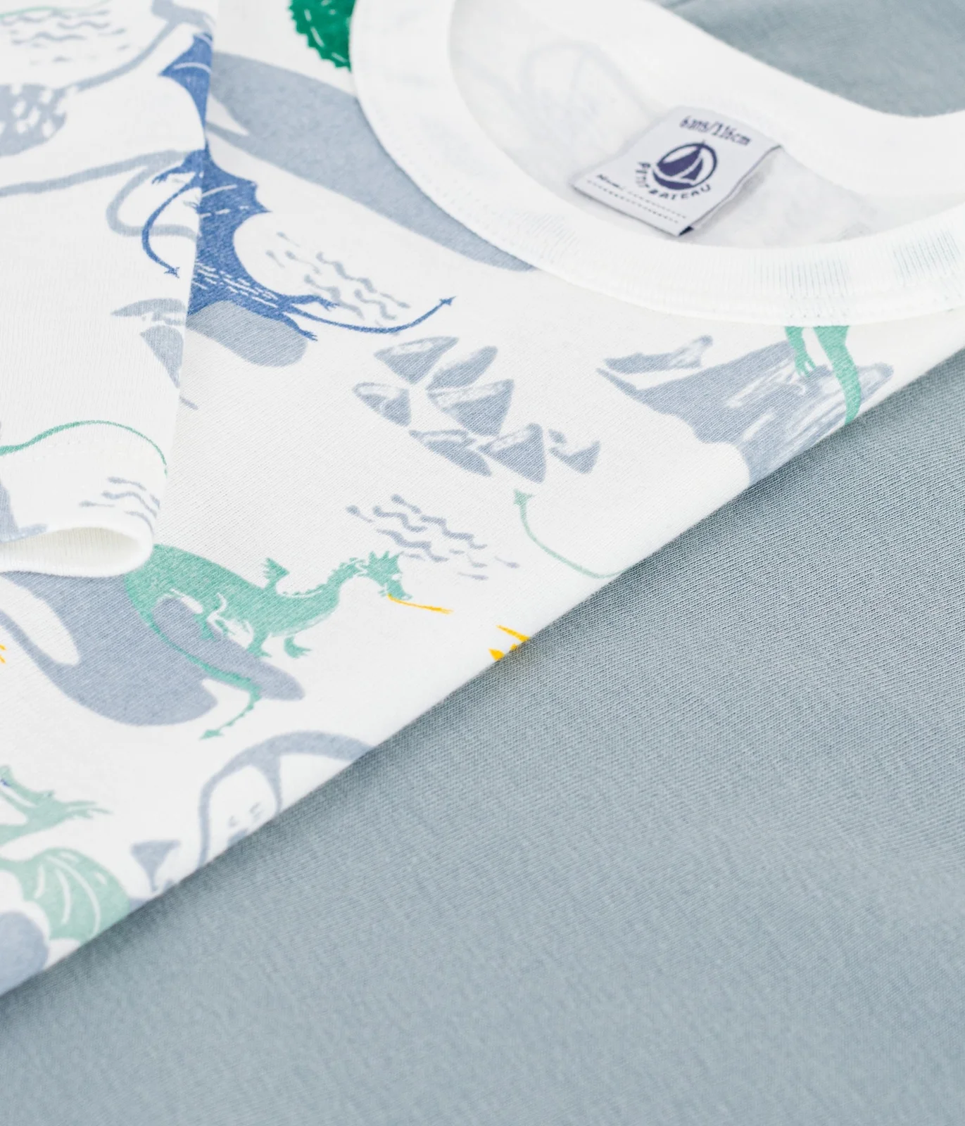 Pack of children's long-sleeved dragon print cotton T-shirts