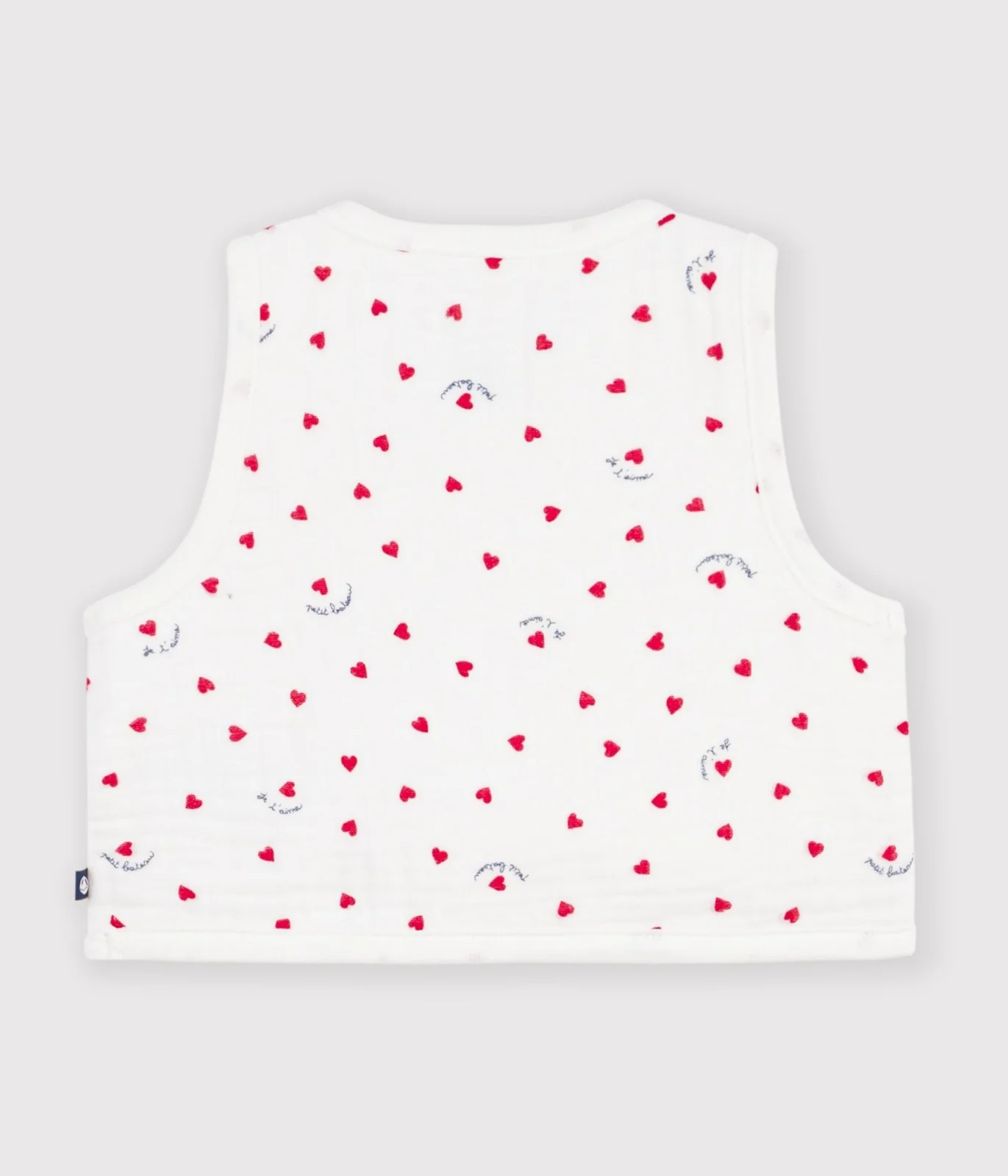 Babies' sleeveless cotton gauze cardigan printed with little hearts
