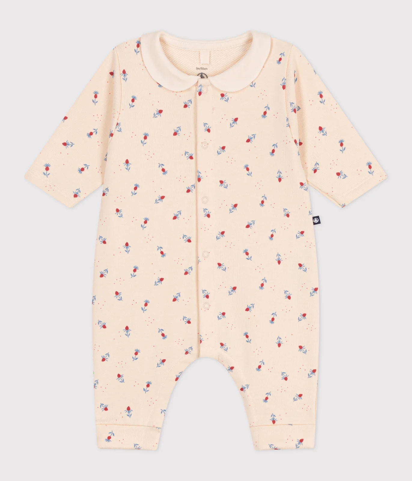 Babies' floral print cotton playsuit with a collar