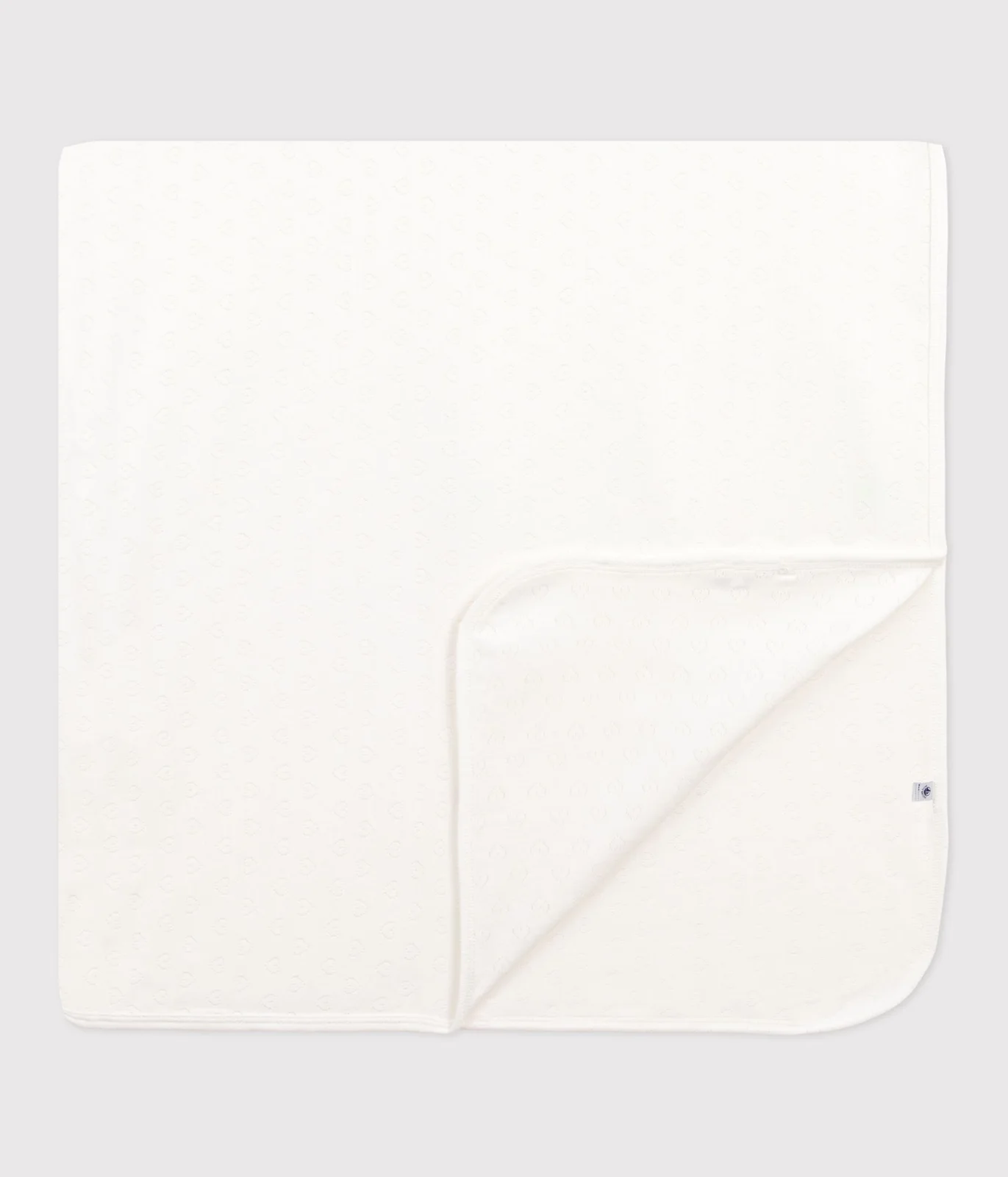 Lightweight baby blanket in openwork cotton, plain, heart