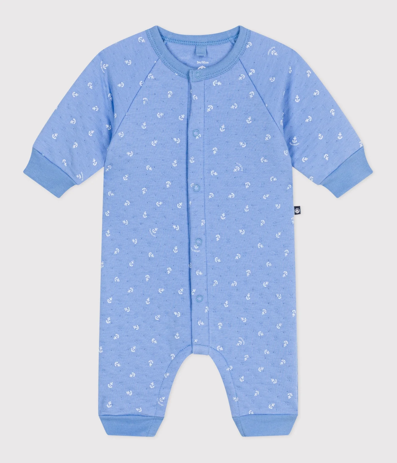 Babies' anchor print cotton playsuit with a collar
