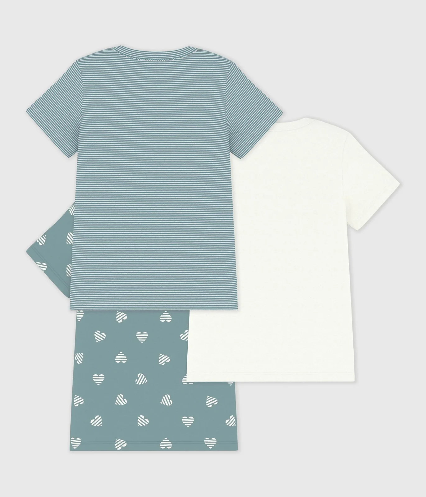 Pack of children's short-sleeved heart-print cotton T-shirts