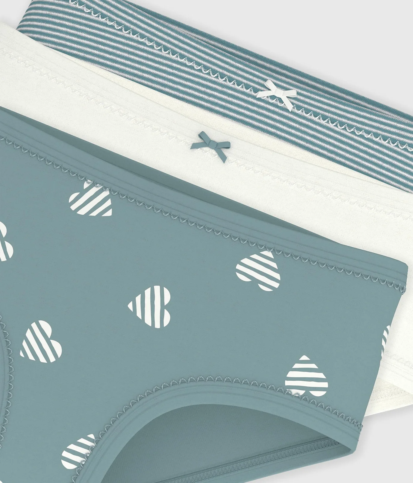 Pack of children's high-waisted heart-print cotton pants