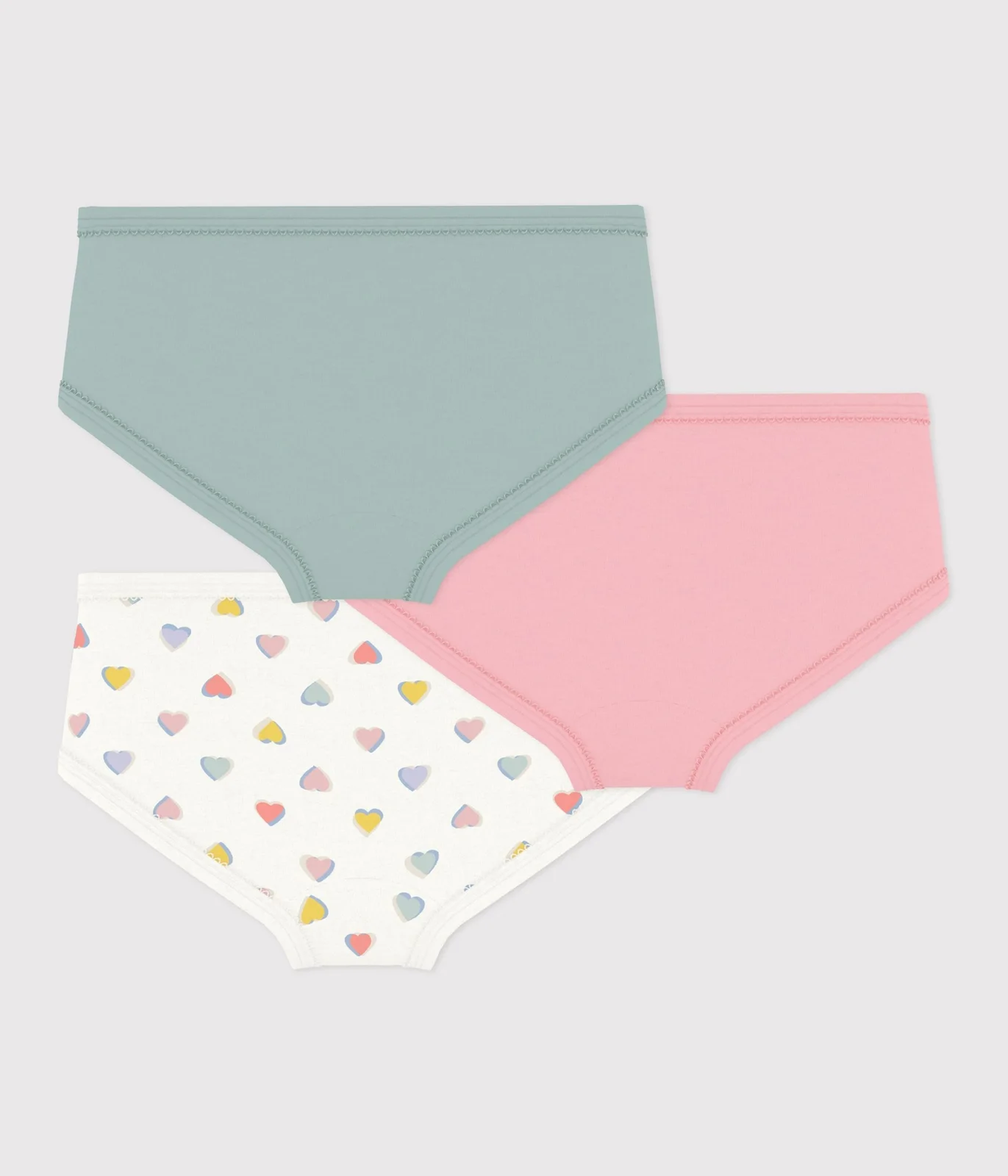 Pack of children's high-waisted cotton pants with hearts