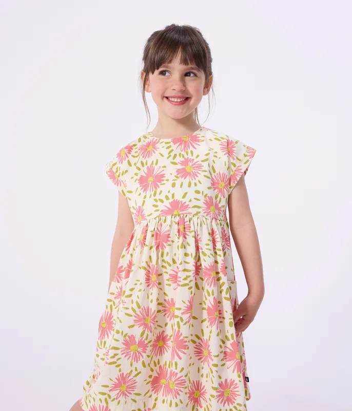 Children's short-sleeved floral cotton dress