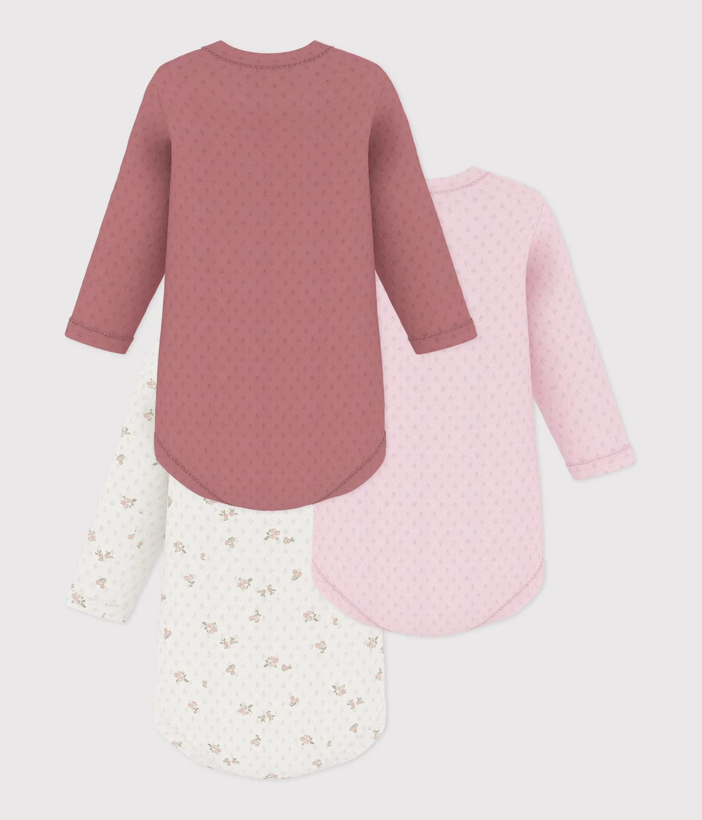 Pack of long-sleeved bodies for babies in cotton printed with flowers