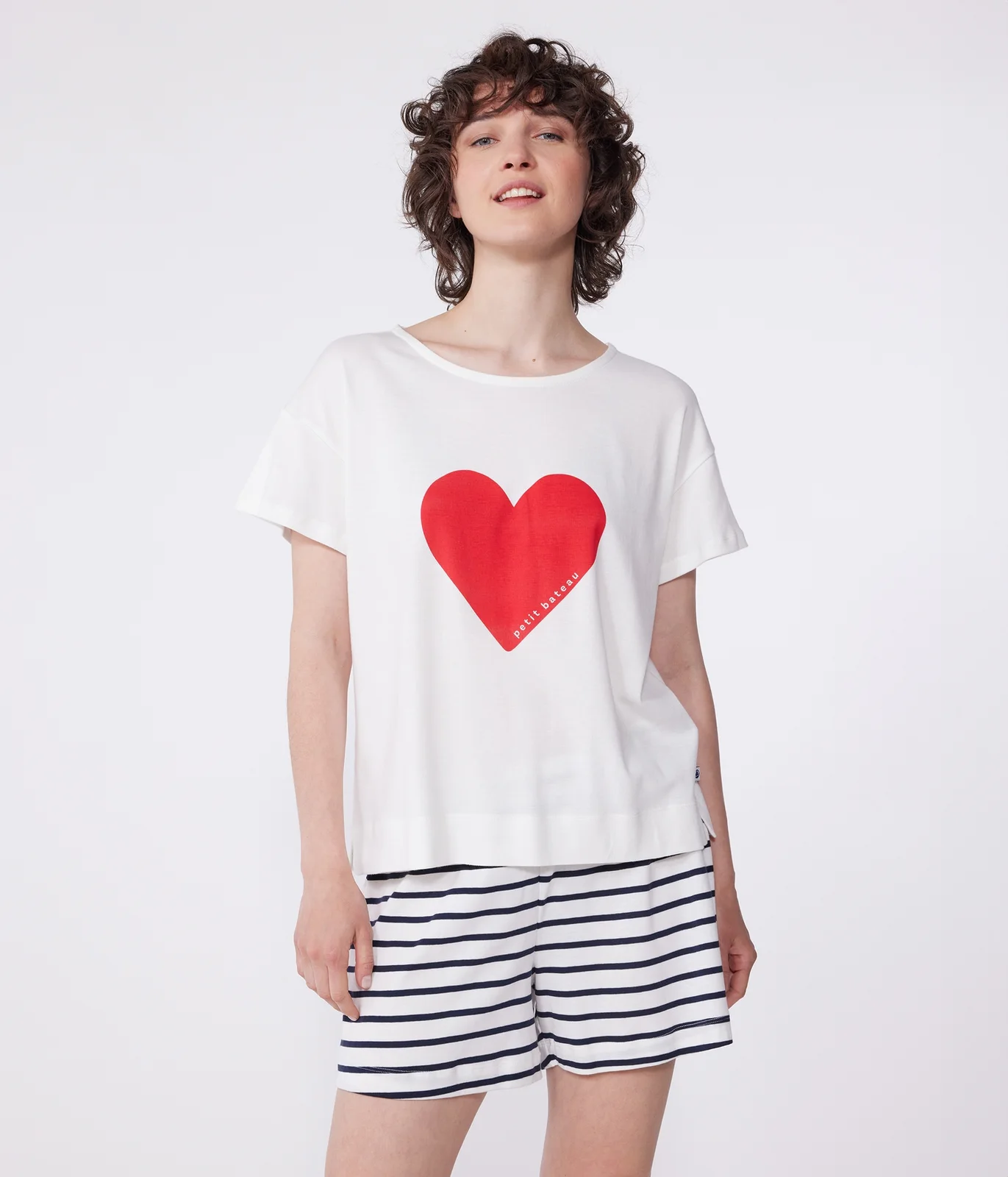Women's short heart print cotton pyjamas