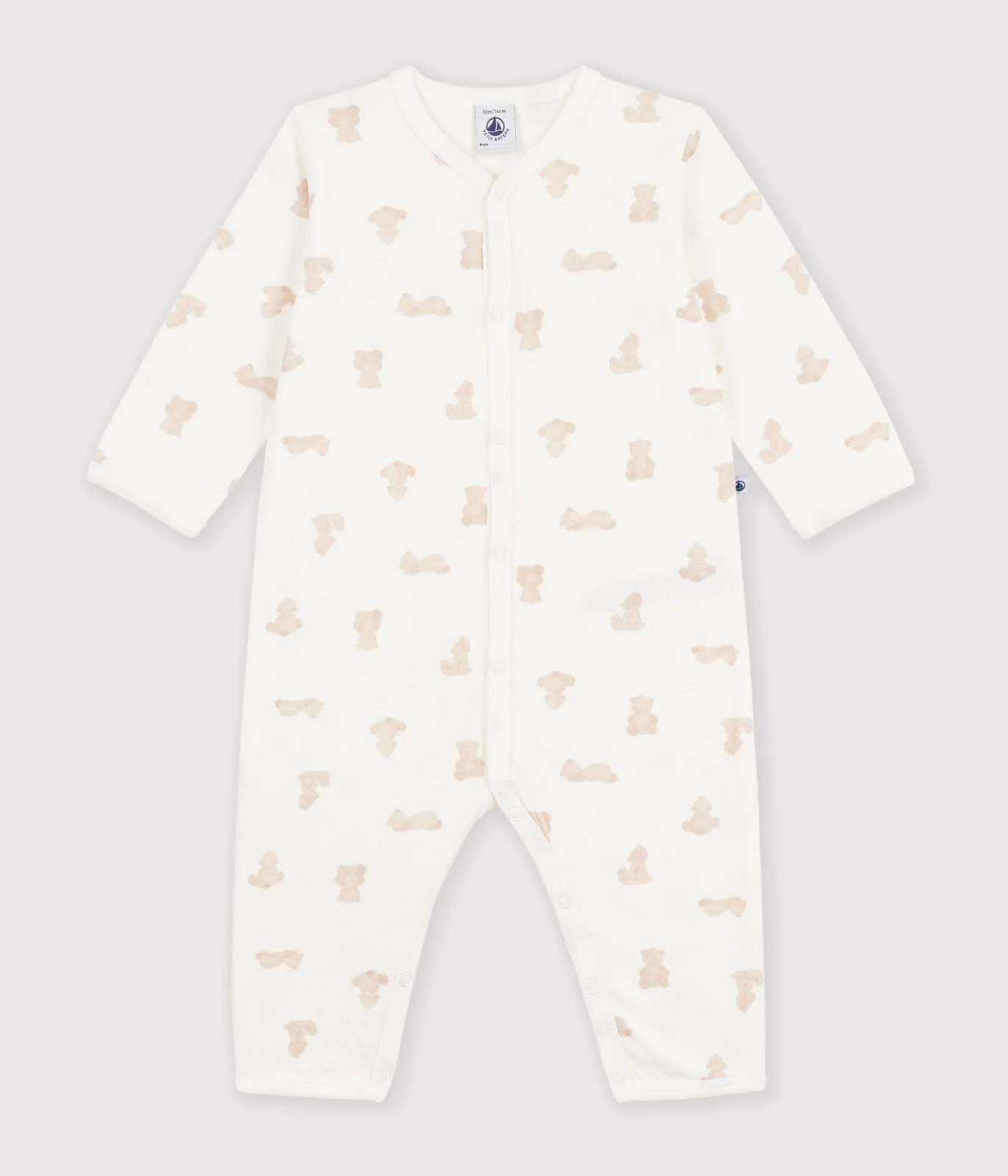 Babies' footless bear-print tube-knit pyjama suit