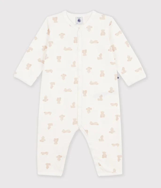 Babies' footless bear-print tube-knit pyjama suit