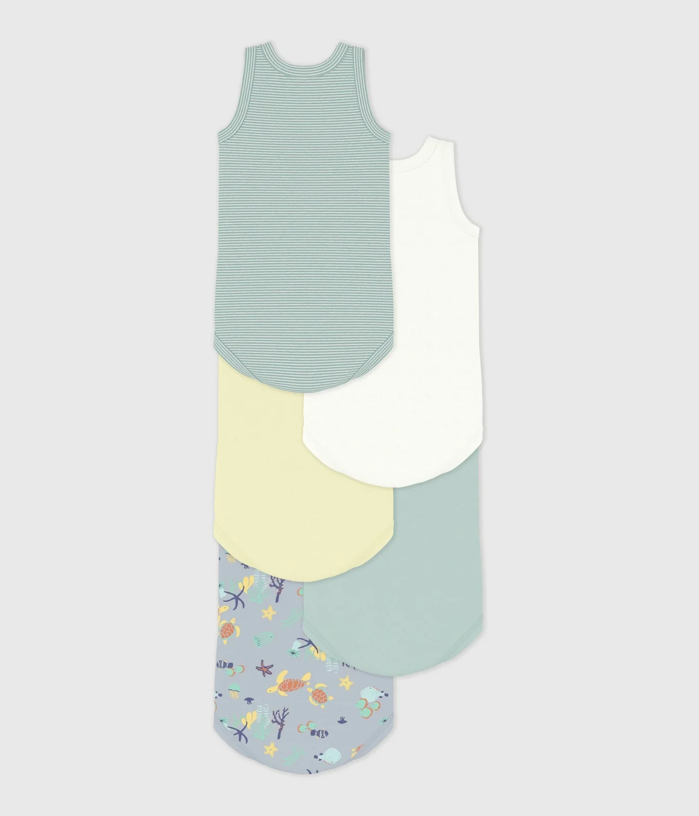 Pack of babies' sleeveless printed cotton bodies