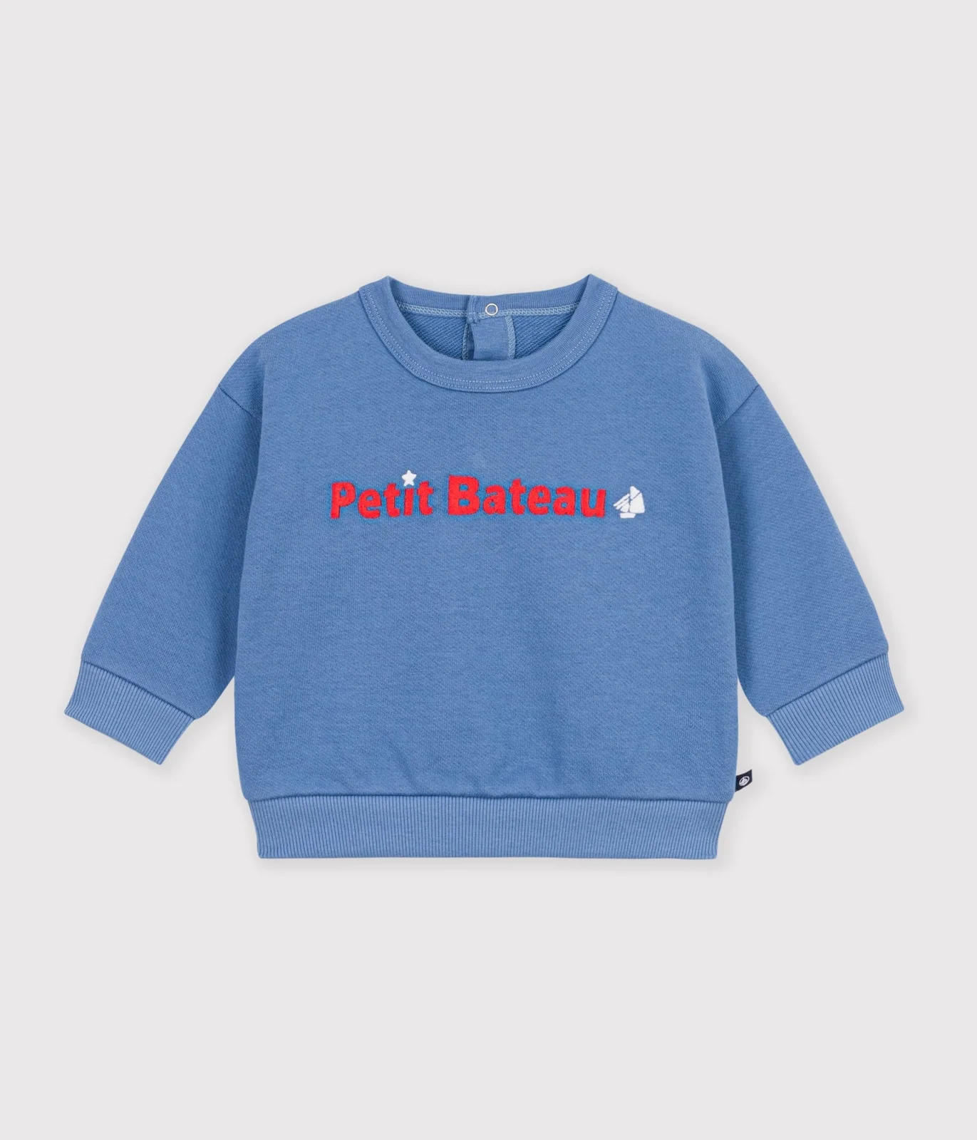 Babies' sweatshirt in plain cotton with embroidery