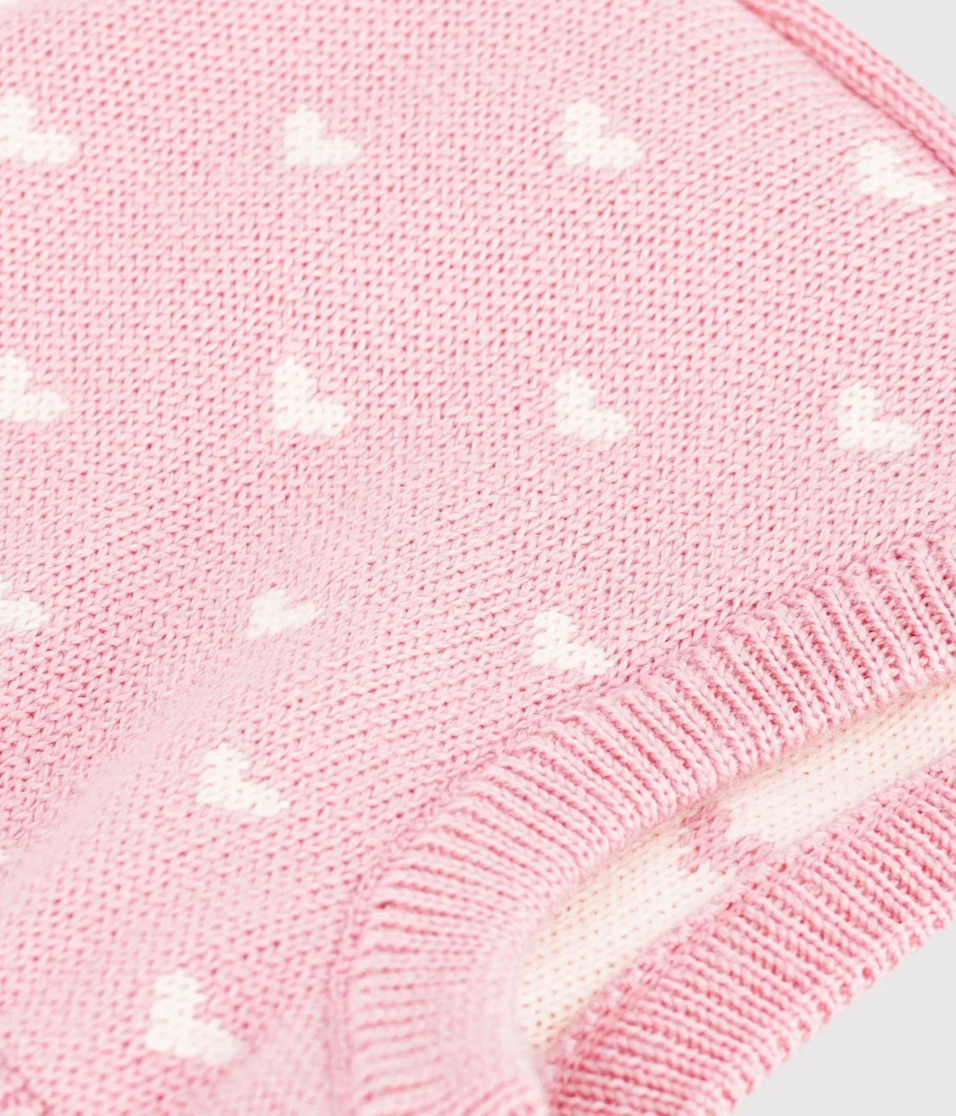 Babies' heart print balaclava in wool and cotton