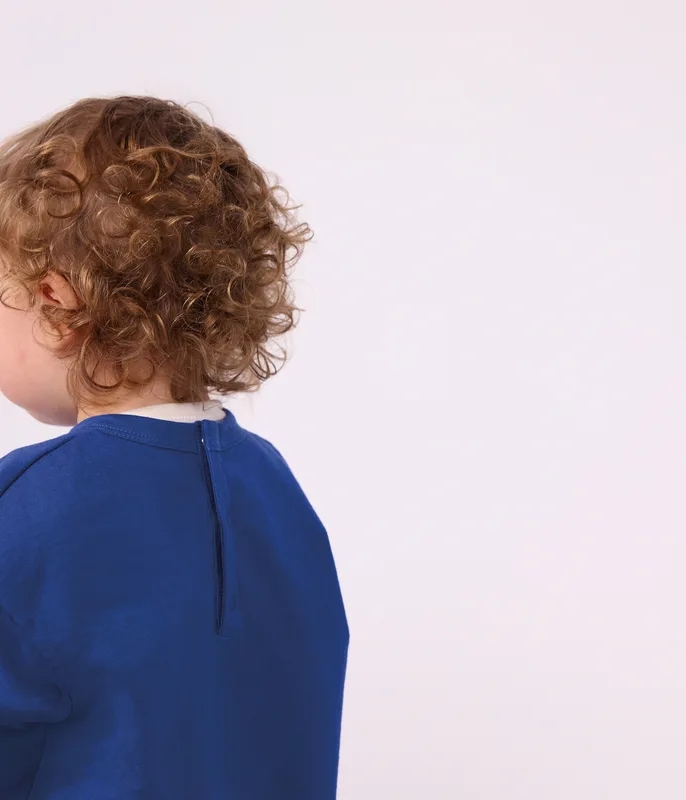 Babies' long-sleeved plain cotton T-shirt with a motif
