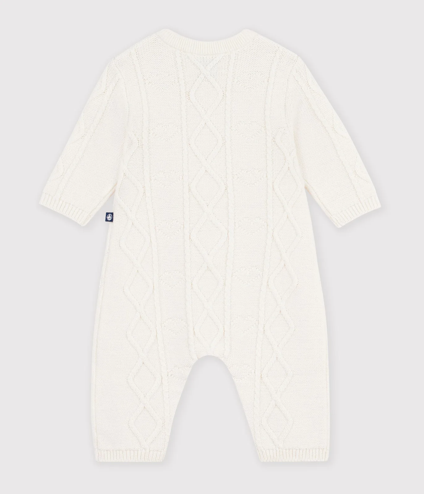 Babies' jumpsuit in a plain wool and cotton knit