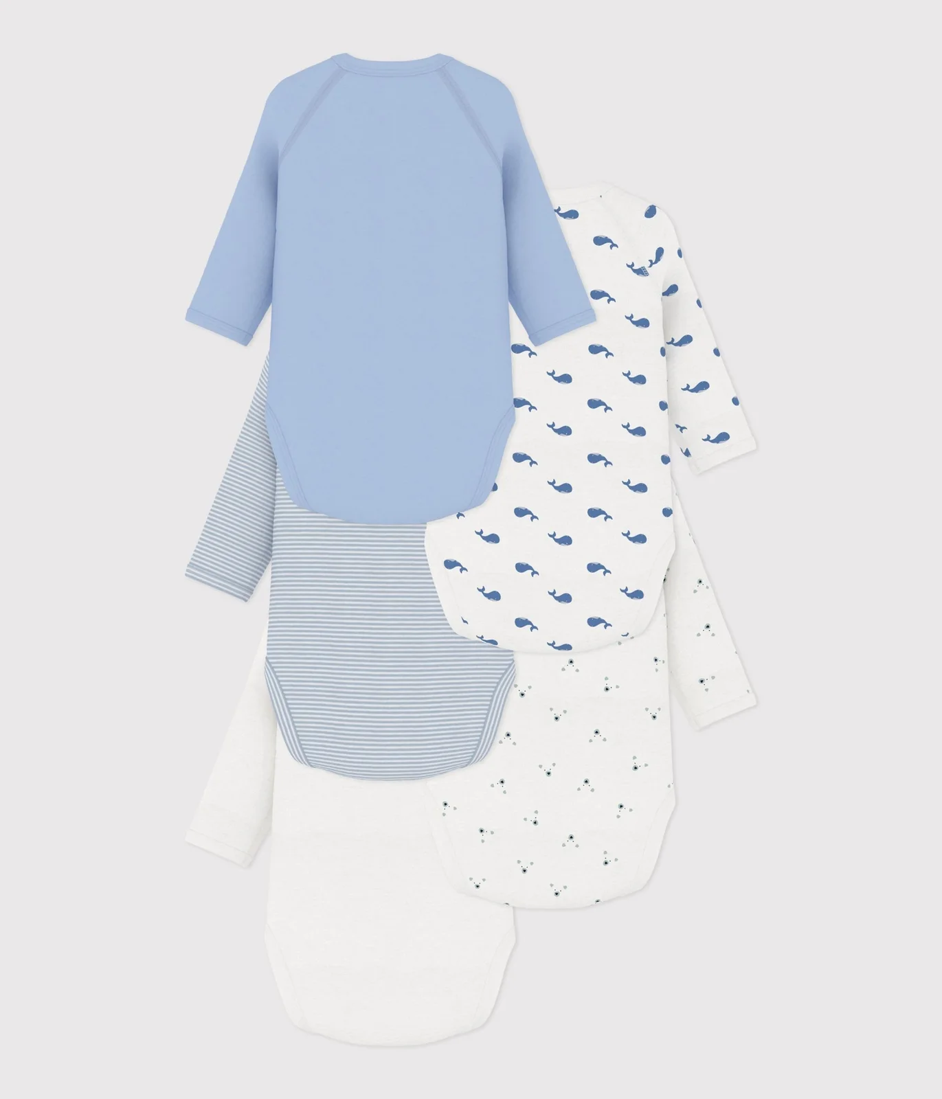 Pack of long-sleeved printed cotton wrapover bodies for babies