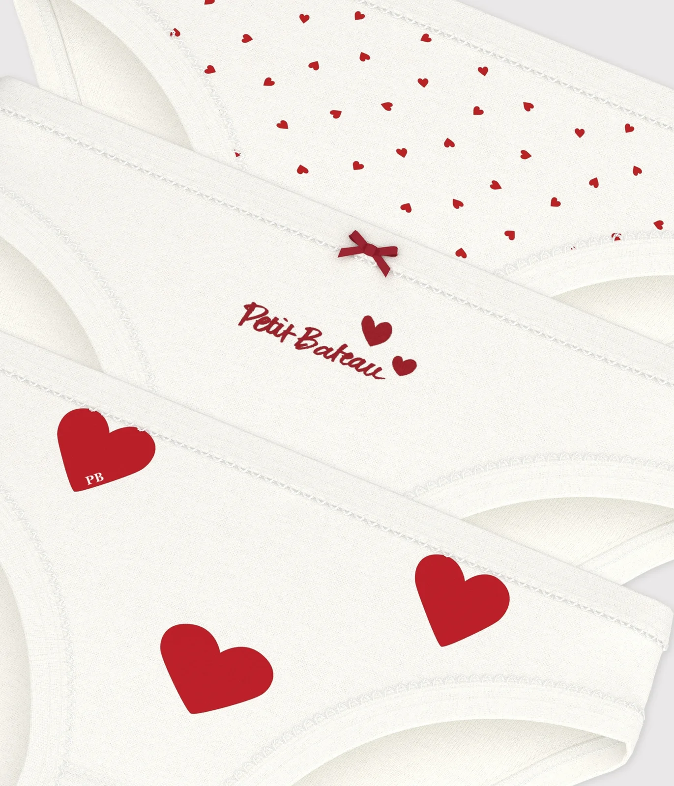 Girls' Heart Patterned Cotton Briefs - 3-Pack