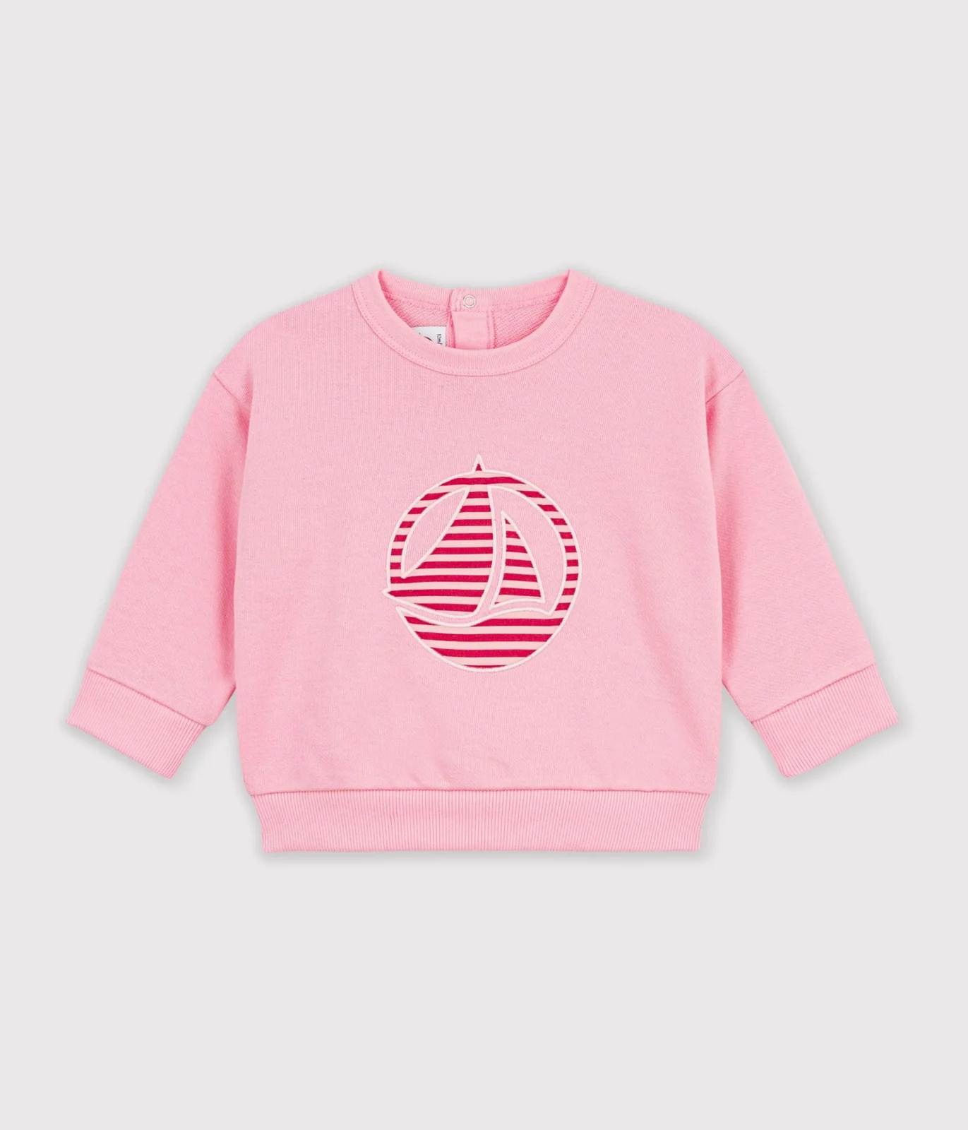 Babies' plain cotton sweatshirt with a printed logo