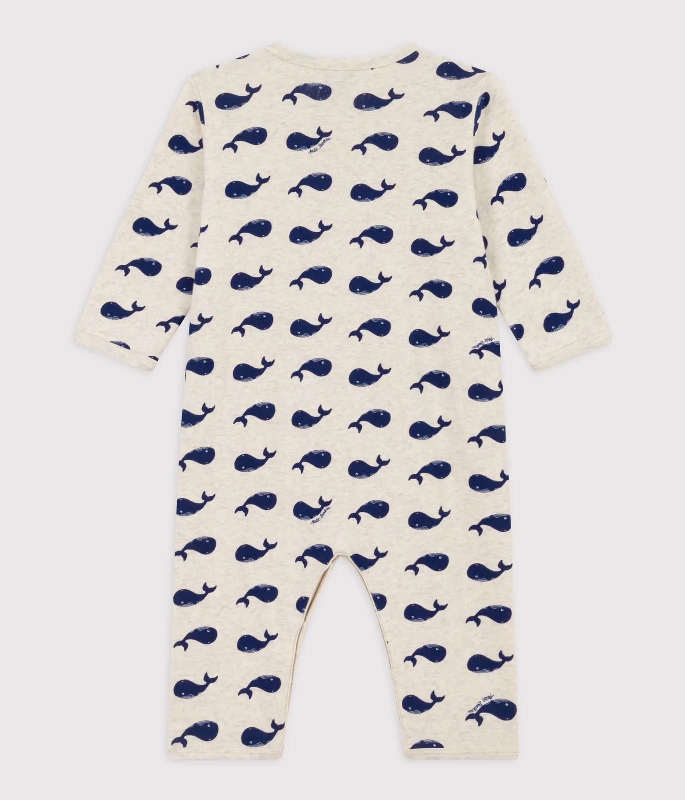 Baby's footless sleepsuit in whale-print cotton