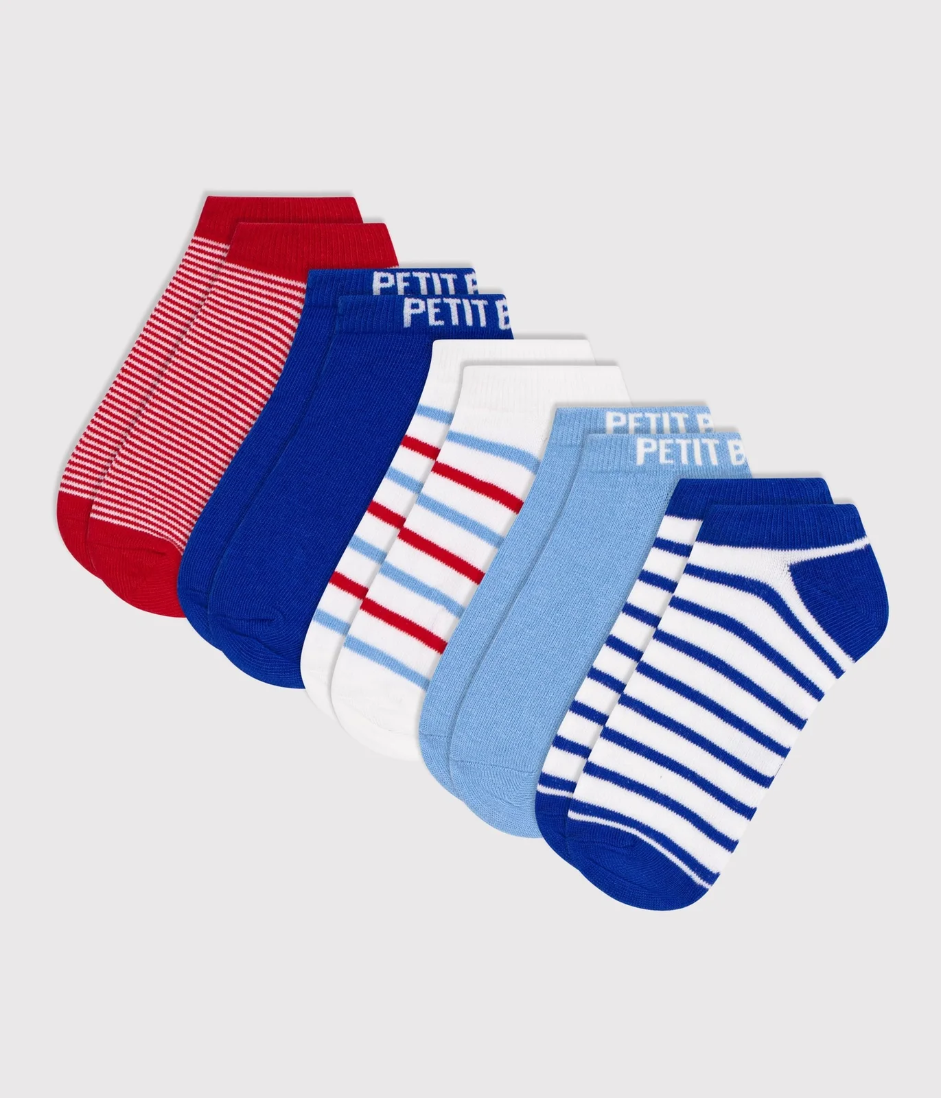 Children's stripy and plain cotton socks - 5-pack