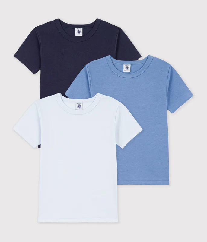 Pack of children's short-sleeved plain cotton T-shirts