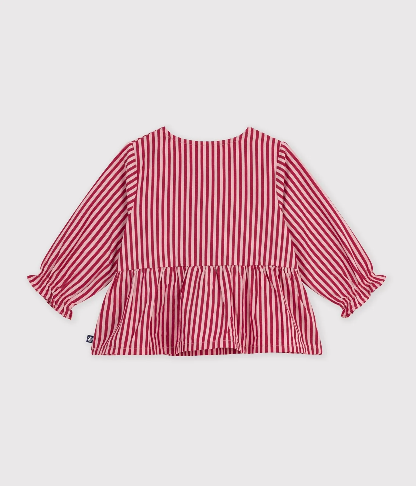 Babies' long-sleeved stripy cotton blouse