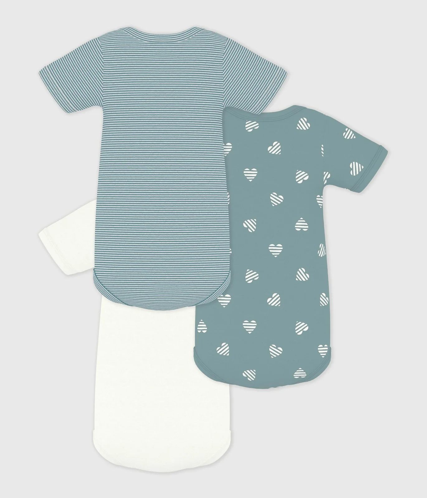 Pack of babies' short-sleeved heart print cotton bodies