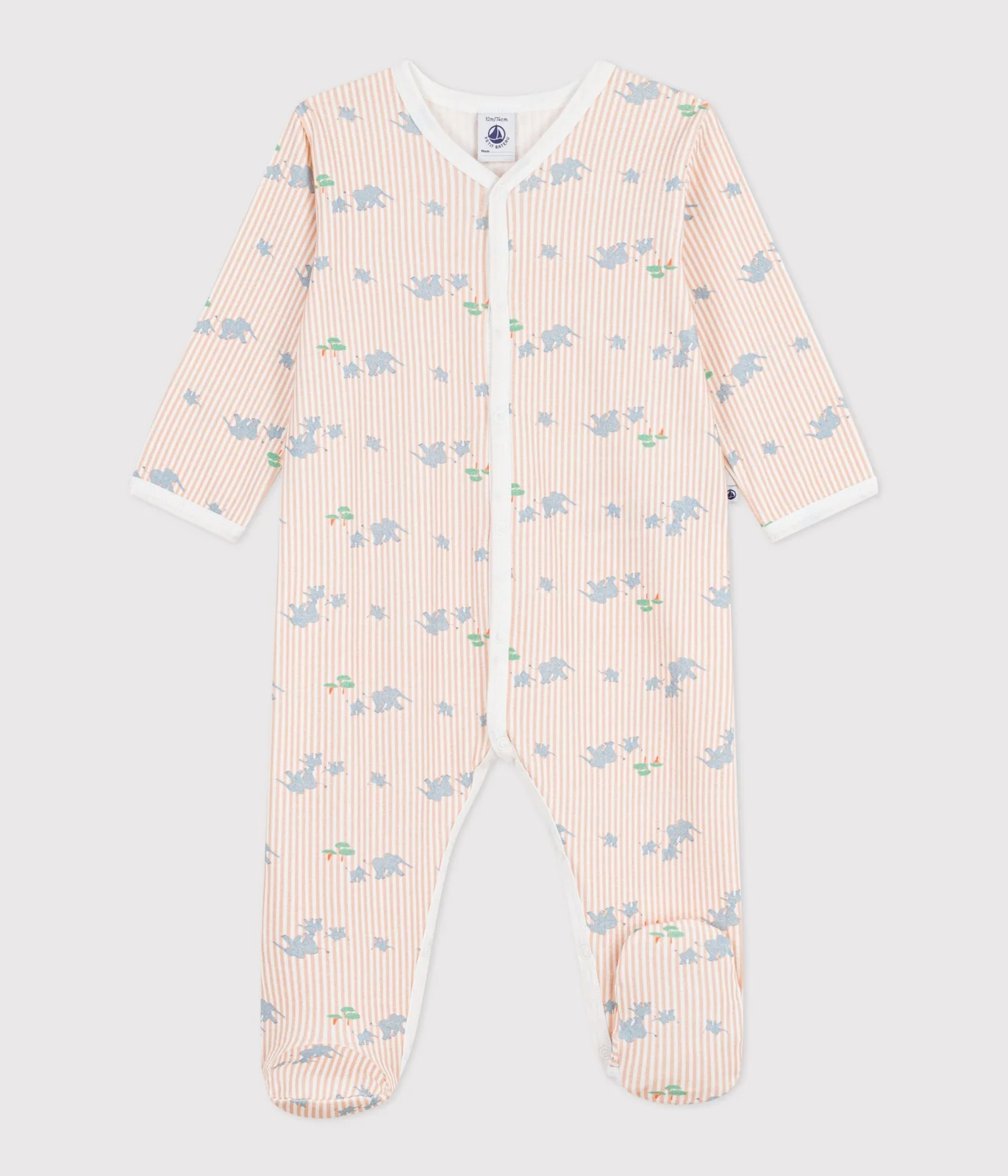 Babies' elephant print cotton pyjama suit