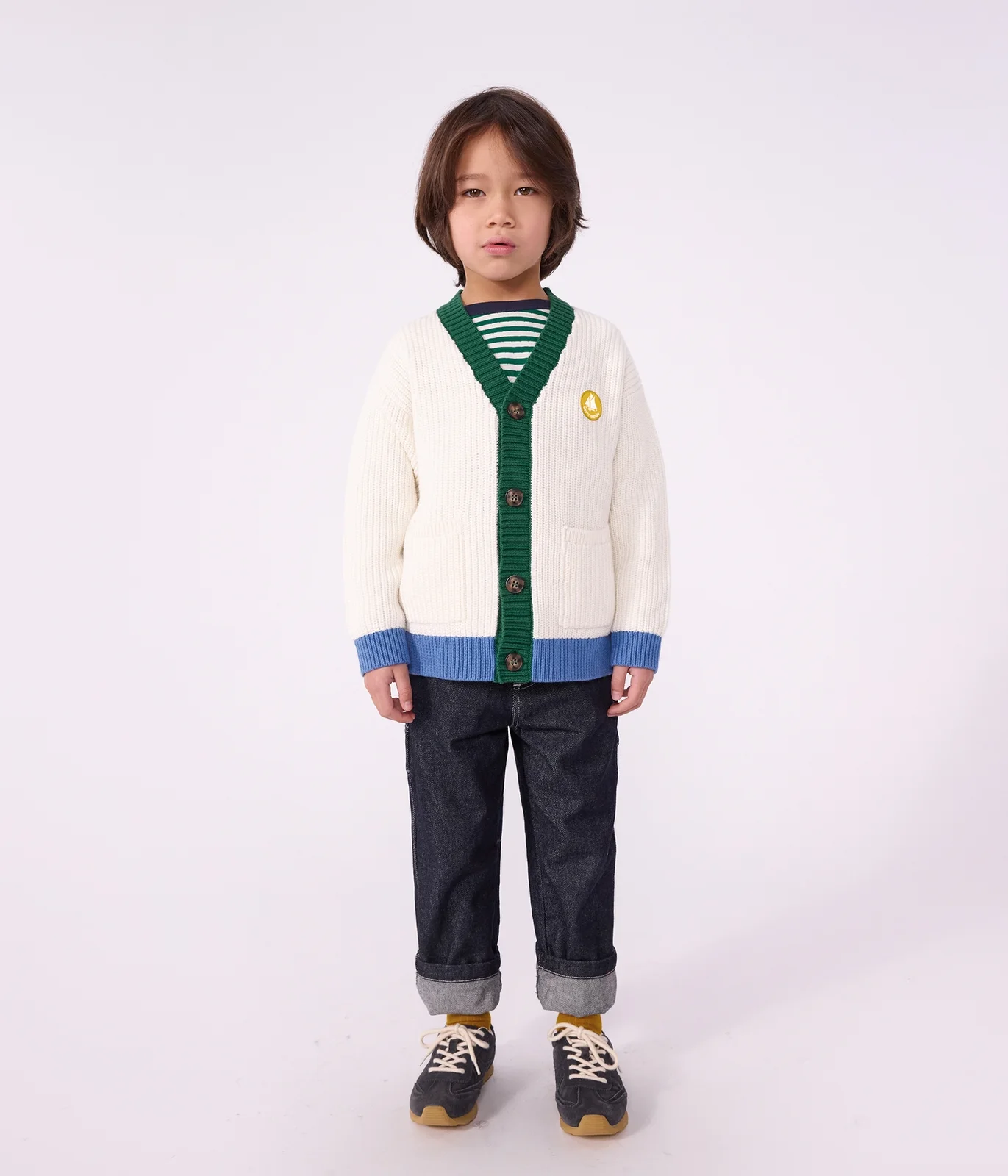 Children's plain cotton cardigan