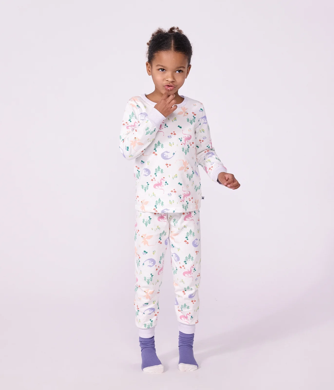 Children's pyjamas in fleece with a dragon print