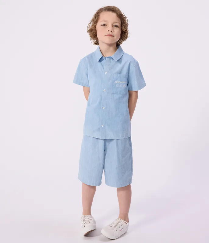 Children's short-sleeved cotton shirt