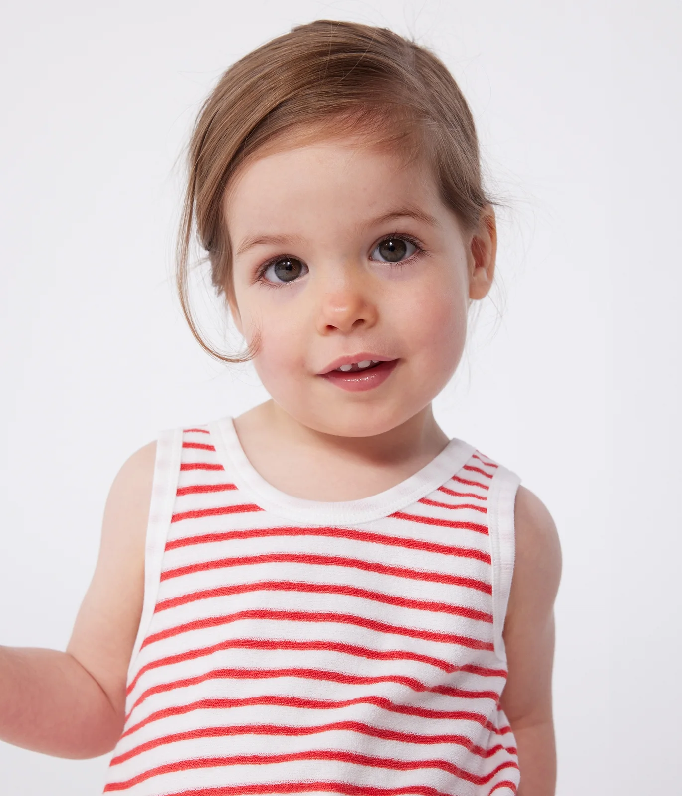 Babies' short stripy cotton jumpsuit