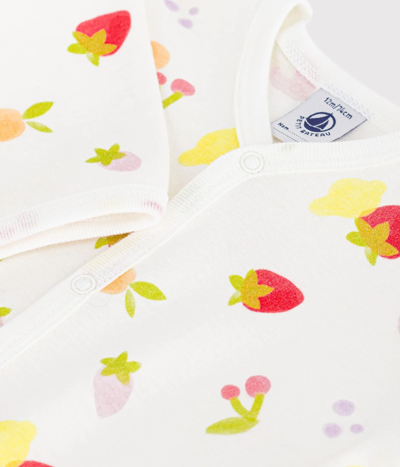 Babies' footless fruit print cotton pyjama suit