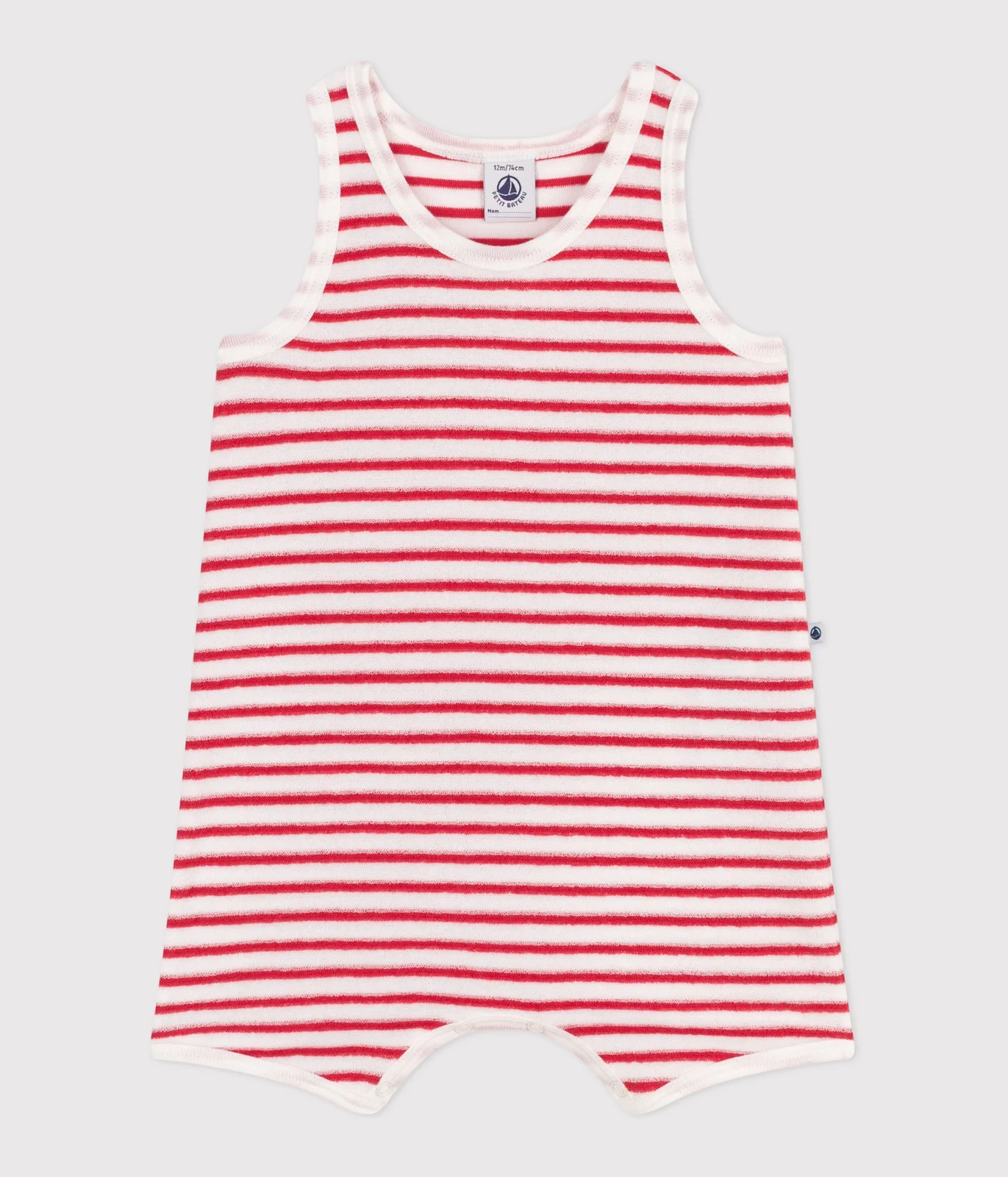 Babies' short stripy cotton jumpsuit