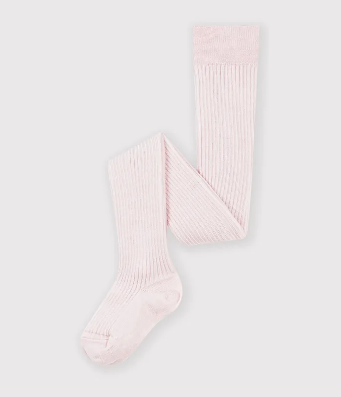 Babies' plain wool and cotton tights