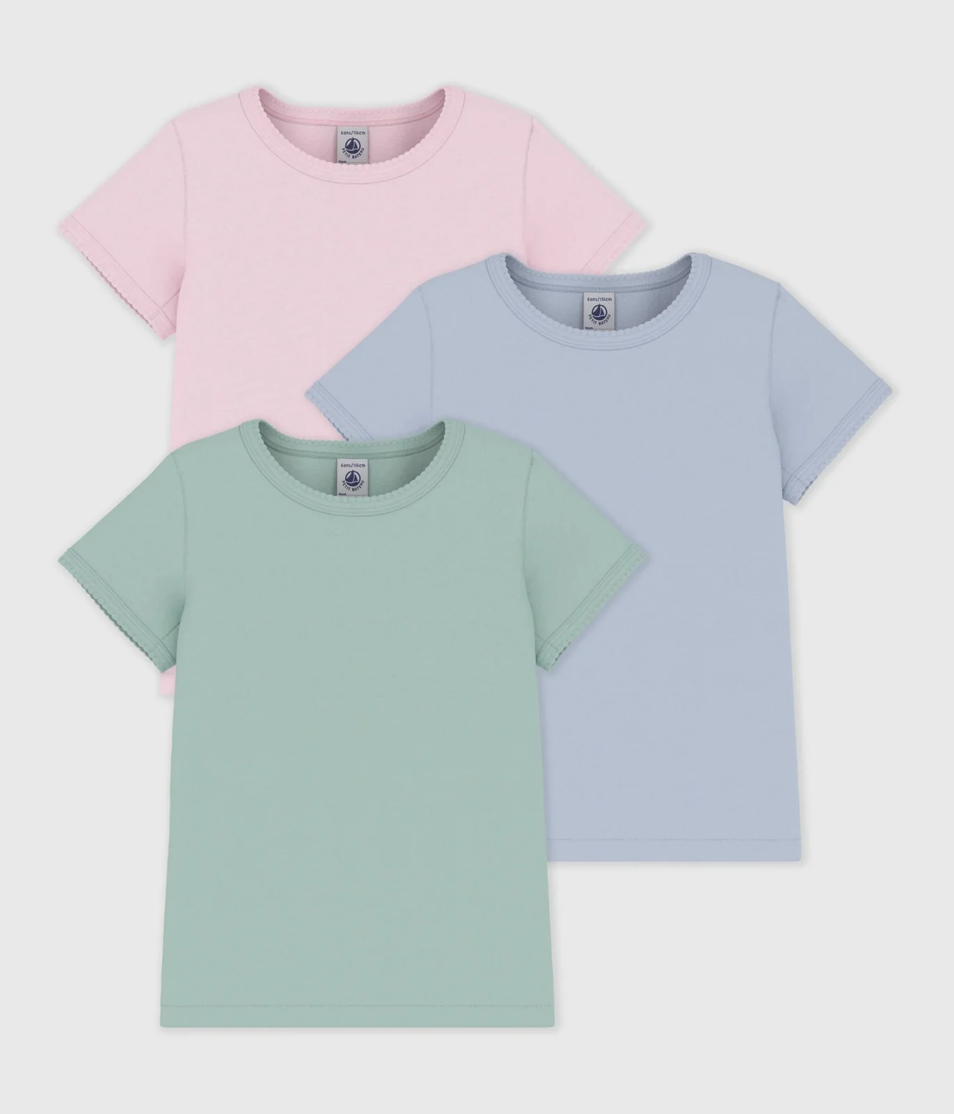 Pack of children's short-sleeved plain cotton T-shirts