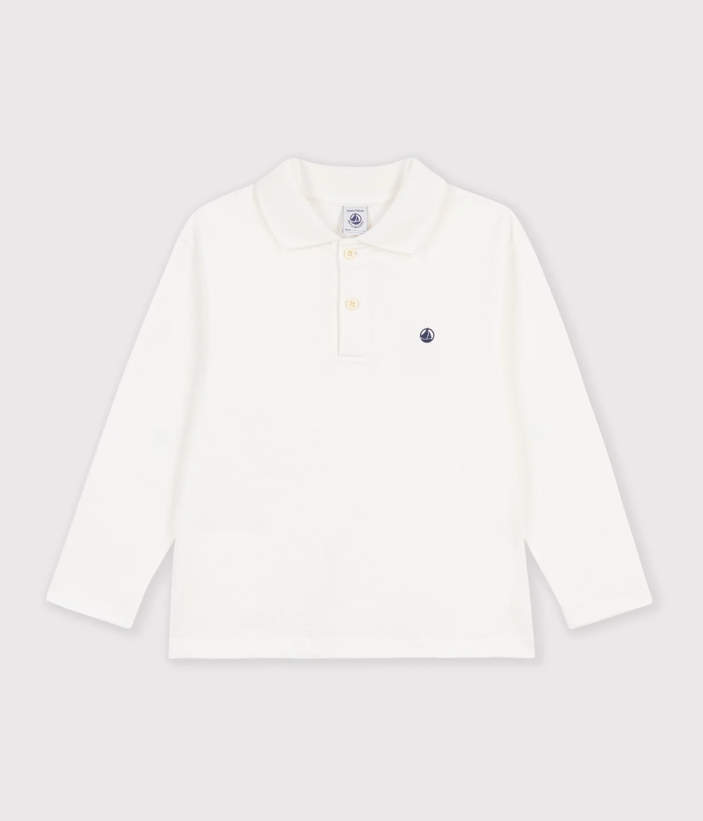 Children's plain long-sleeved cotton polo shirt
