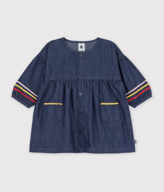 Babies' long-sleeved denim dress