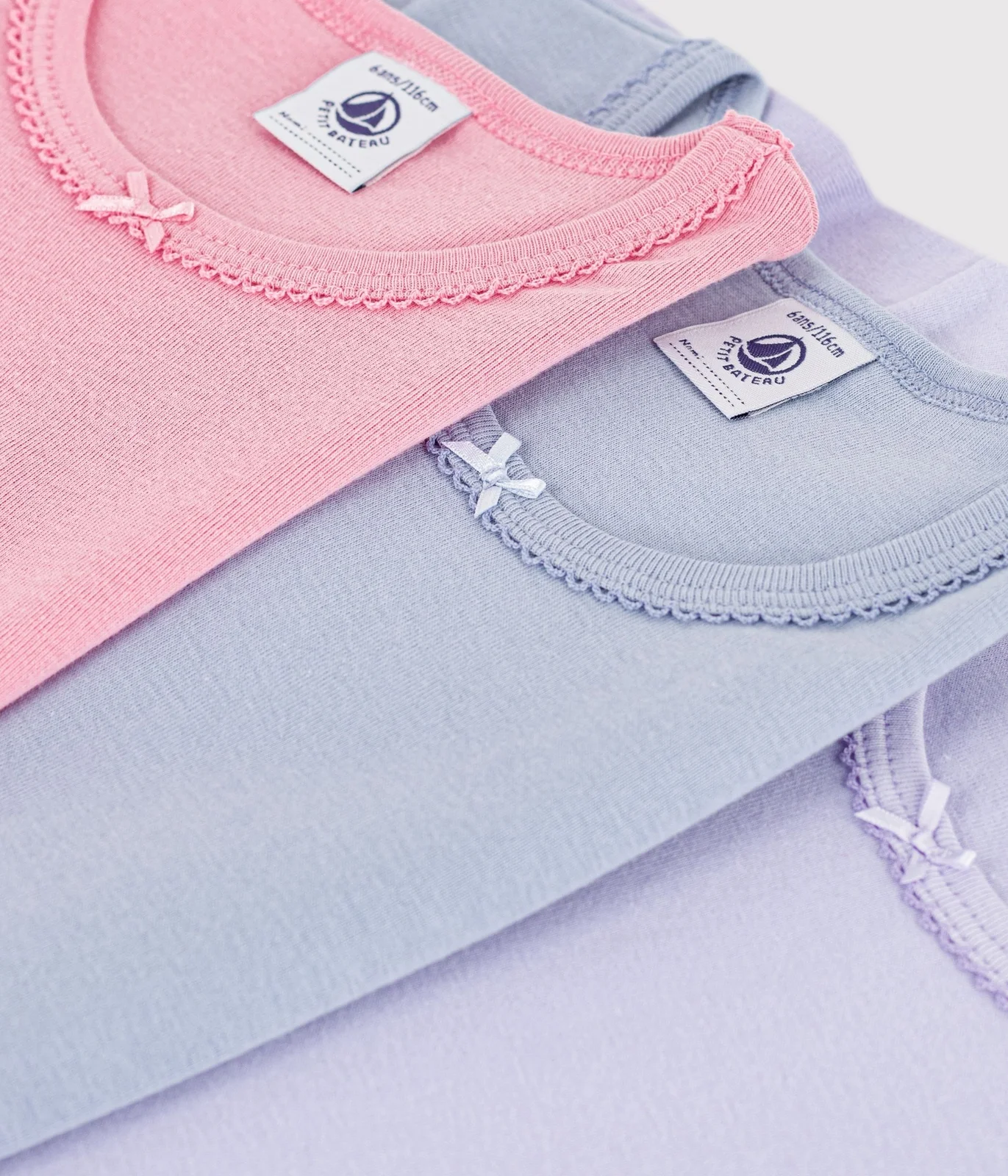 Pack of children's short-sleeved plain cotton T-shirts