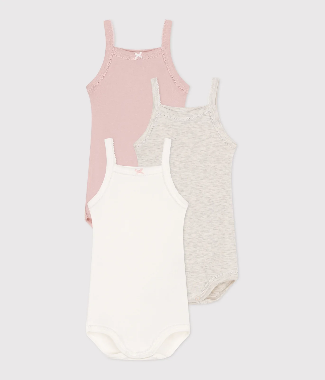 Babies' strappy plain cotton bodies - 3-Pack