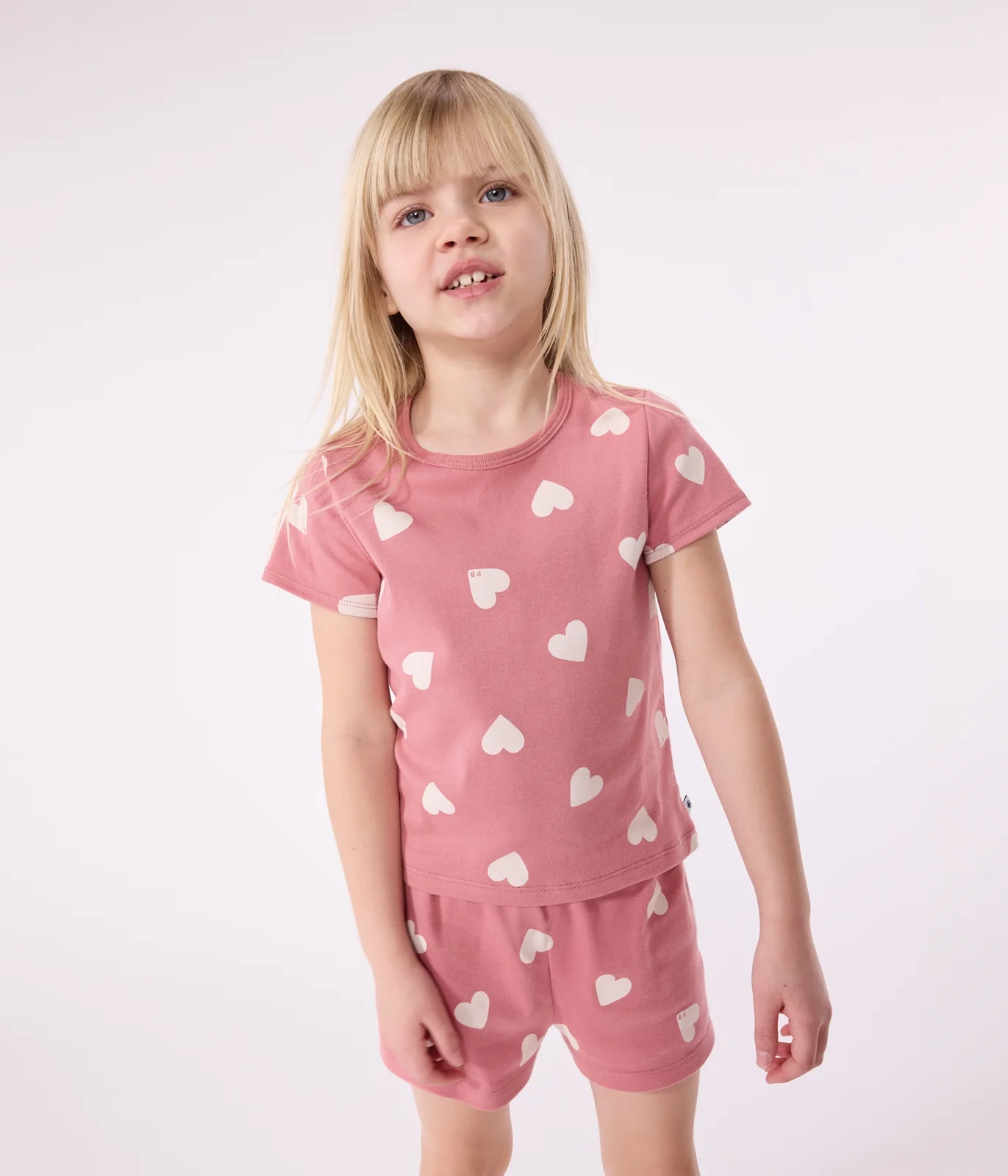 Children's short heart-pattern cotton pyjamas