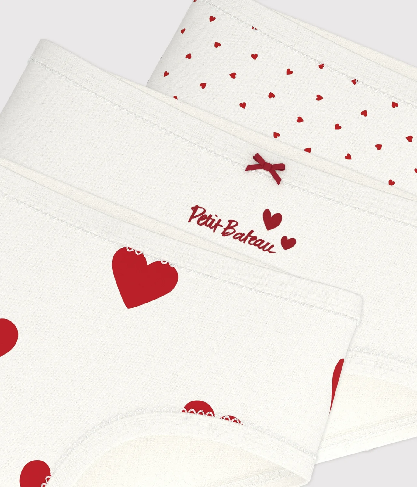Children's high-waisted cotton heart pattern knickers - 3-Pack
