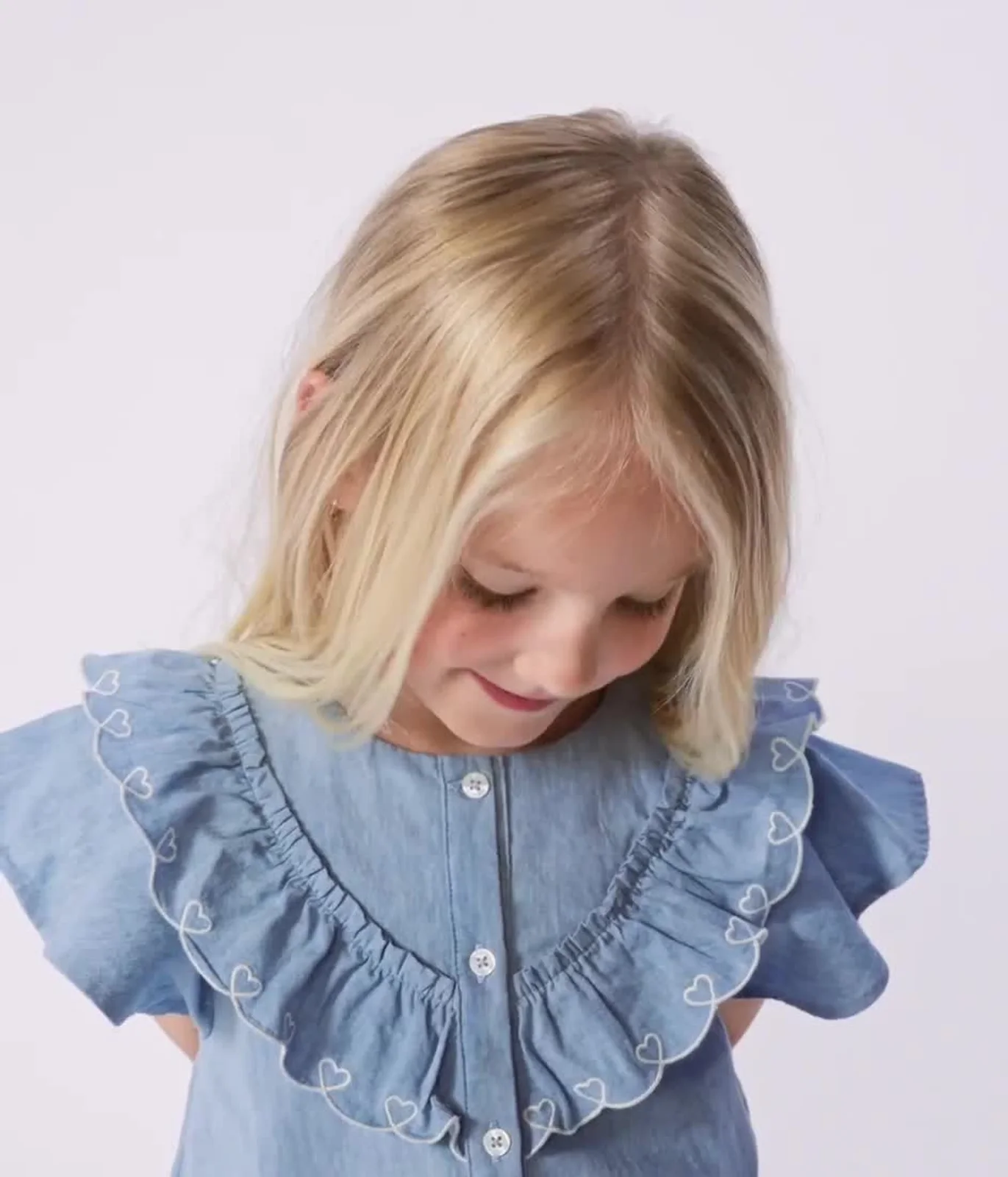 Children's plain short-sleeved cotton blouse