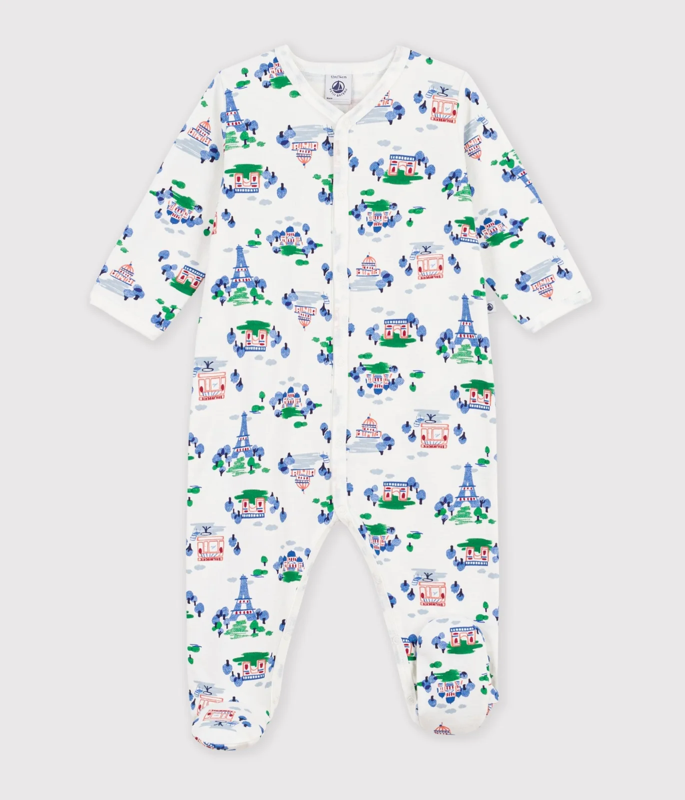 Babies' Paris print fleece pyjama suit