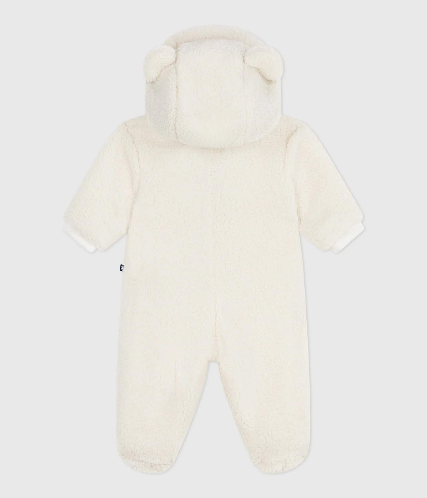 Babies' sherpa snowsuit with ears and a pinstriped lining