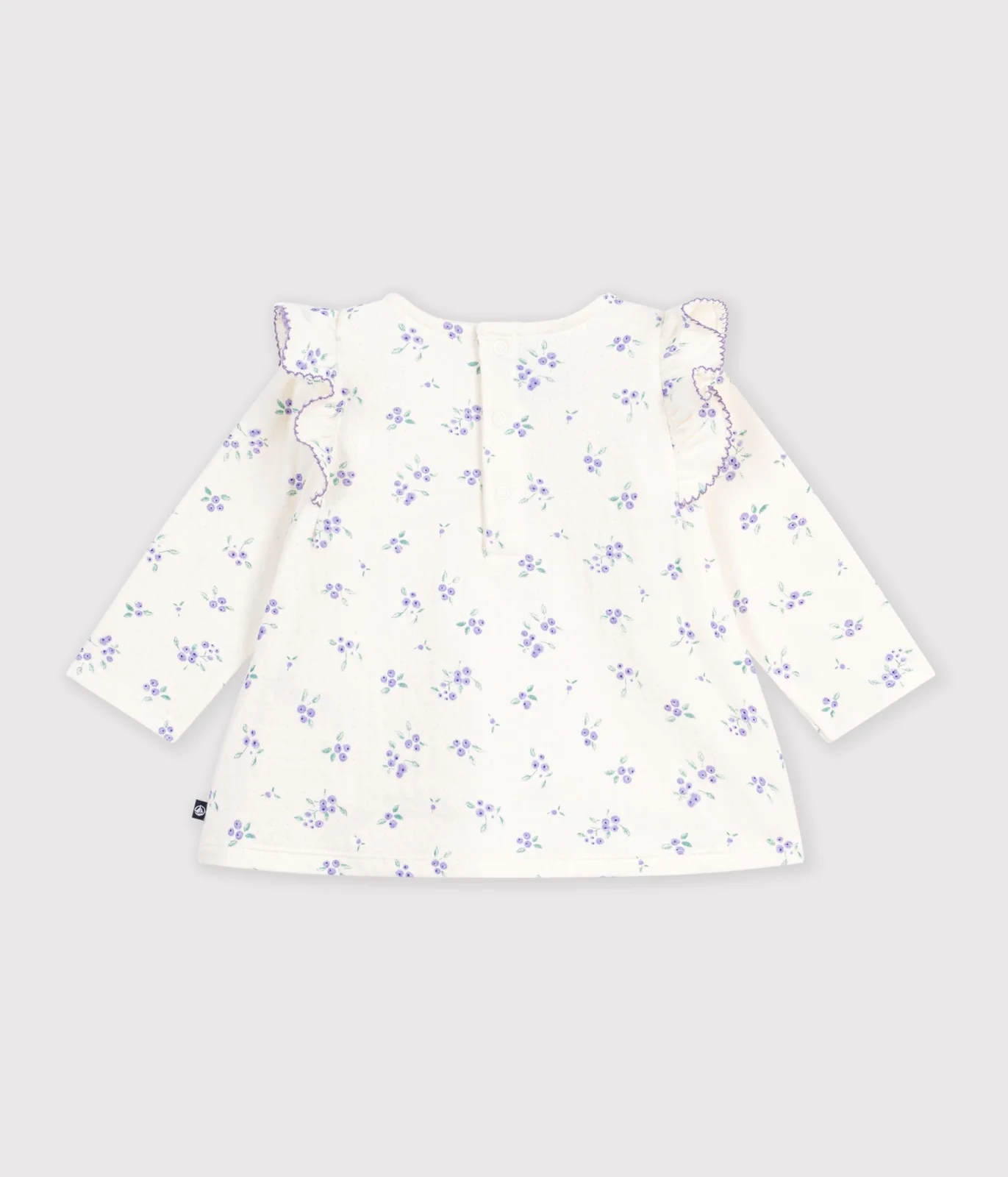 Babies' long-sleeved floral-print cotton blouse