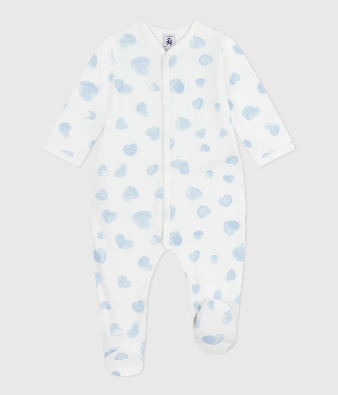 Babies' brushed fleece heart-print pyjamas with a collar