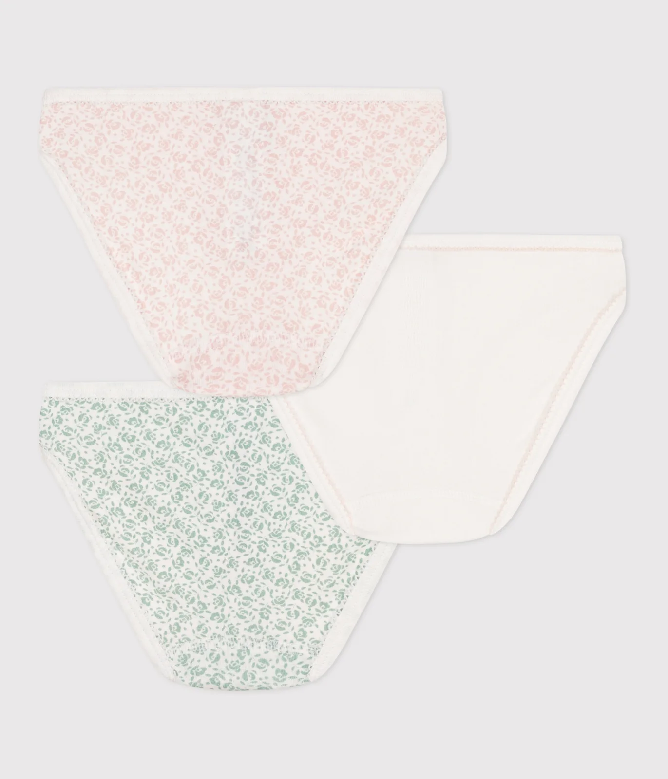 Children's flower-patterned cotton pants - 3-pack