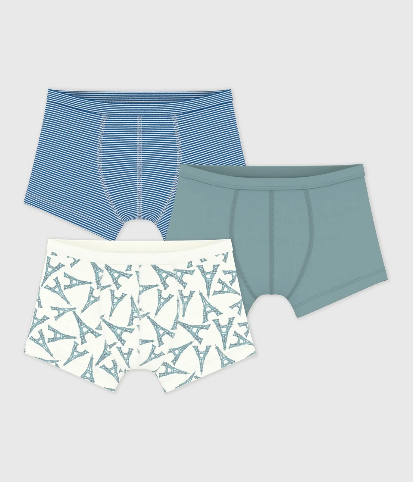 Pack of children's Eiffel Tower cotton boxers with covered waistbands