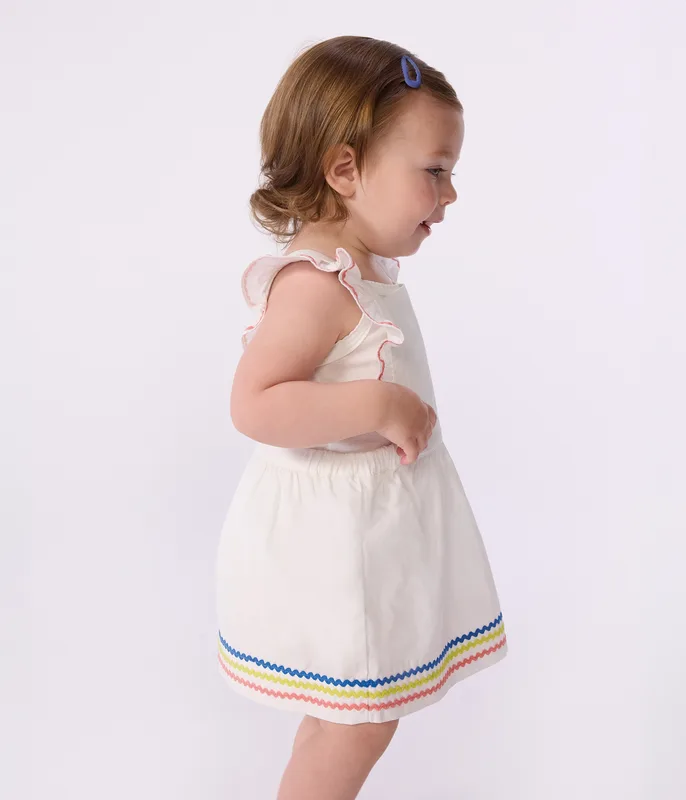 Babies' plain cotton dungarees